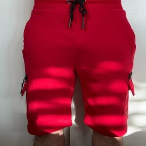 2(X)IST Men’s Fleece Cargo Shorts - Red - Size Large